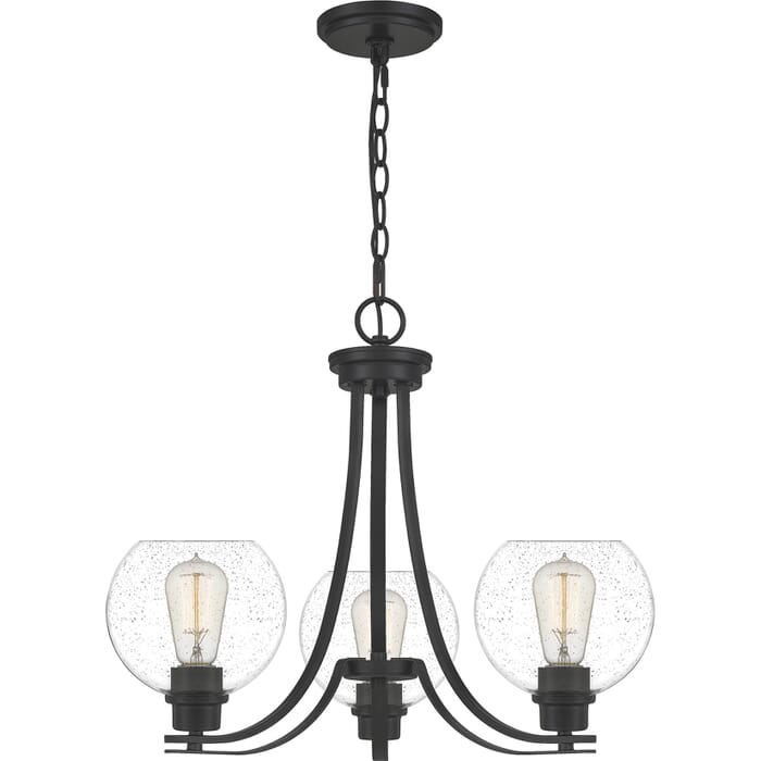 Quoizel Pruitt 3-Light 18" Transitional Chandelier in Matte Black Quoizel Pruitt 3-Light 18" Transitional Chandelier in Matte Black