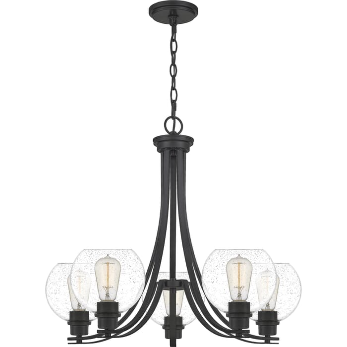 Quoizel Pruitt 5-Light 22" Transitional Chandelier in Matte Black Quoizel Pruitt 5-Light 22" Transitional Chandelier in Matte Black