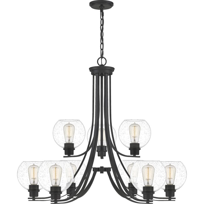 Quoizel Pruitt 9-Light 29" Transitional Chandelier in Matte Black Quoizel Pruitt 9-Light 29" Transitional Chandelier in Matte Black