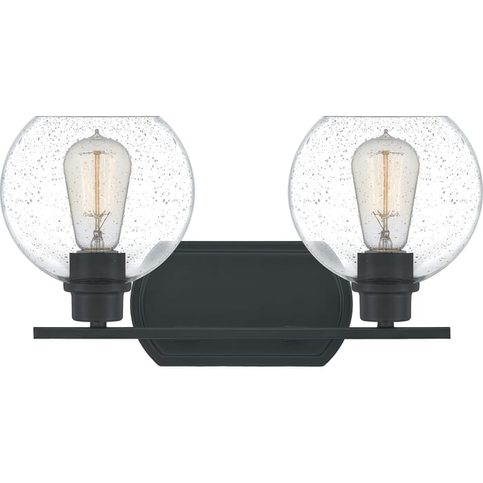Quoizel Pruitt 2-Light 17" Bathroom Vanity Light in Matte Black Quoizel Pruitt 2-Light 17" Bathroom Vanity Light in Matte Black