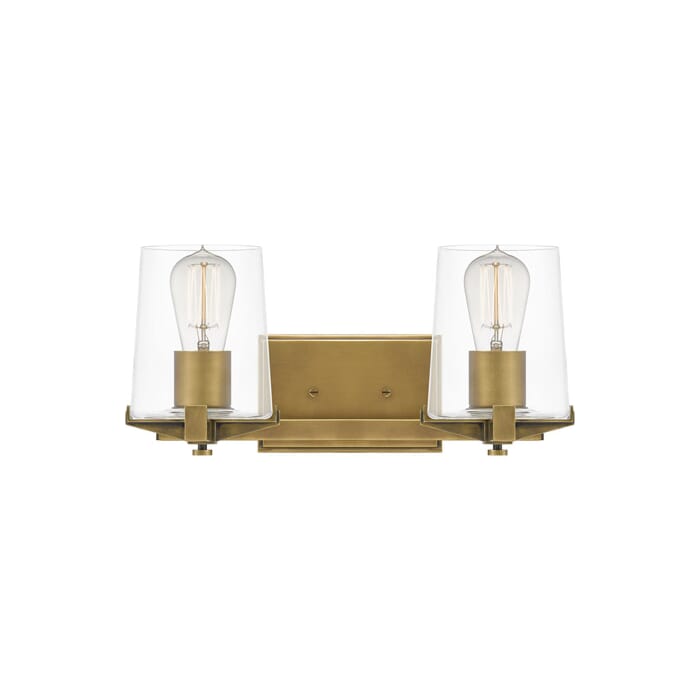 Quoizel Perry 2-Light Bathroom Vanity Light in Weathered Brass Quoizel Perry 2-Light Bathroom Vanity Light in Weathered Brass