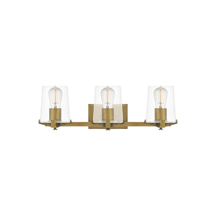 Quoizel Perry 3-Light Bathroom Vanity Light in Weathered Brass Quoizel Perry 3-Light Bathroom Vanity Light in Weathered Brass