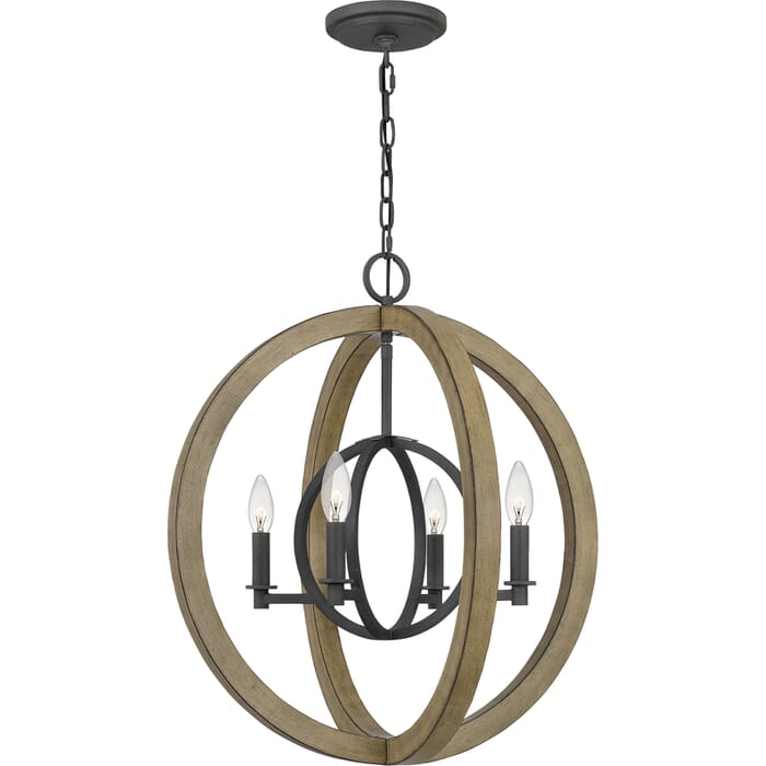 Quoizel Breitling 4-Light 22" Pendant Light in Mottled Black Quoizel Breitling 4-Light 22" Pendant Light in Mottled Black