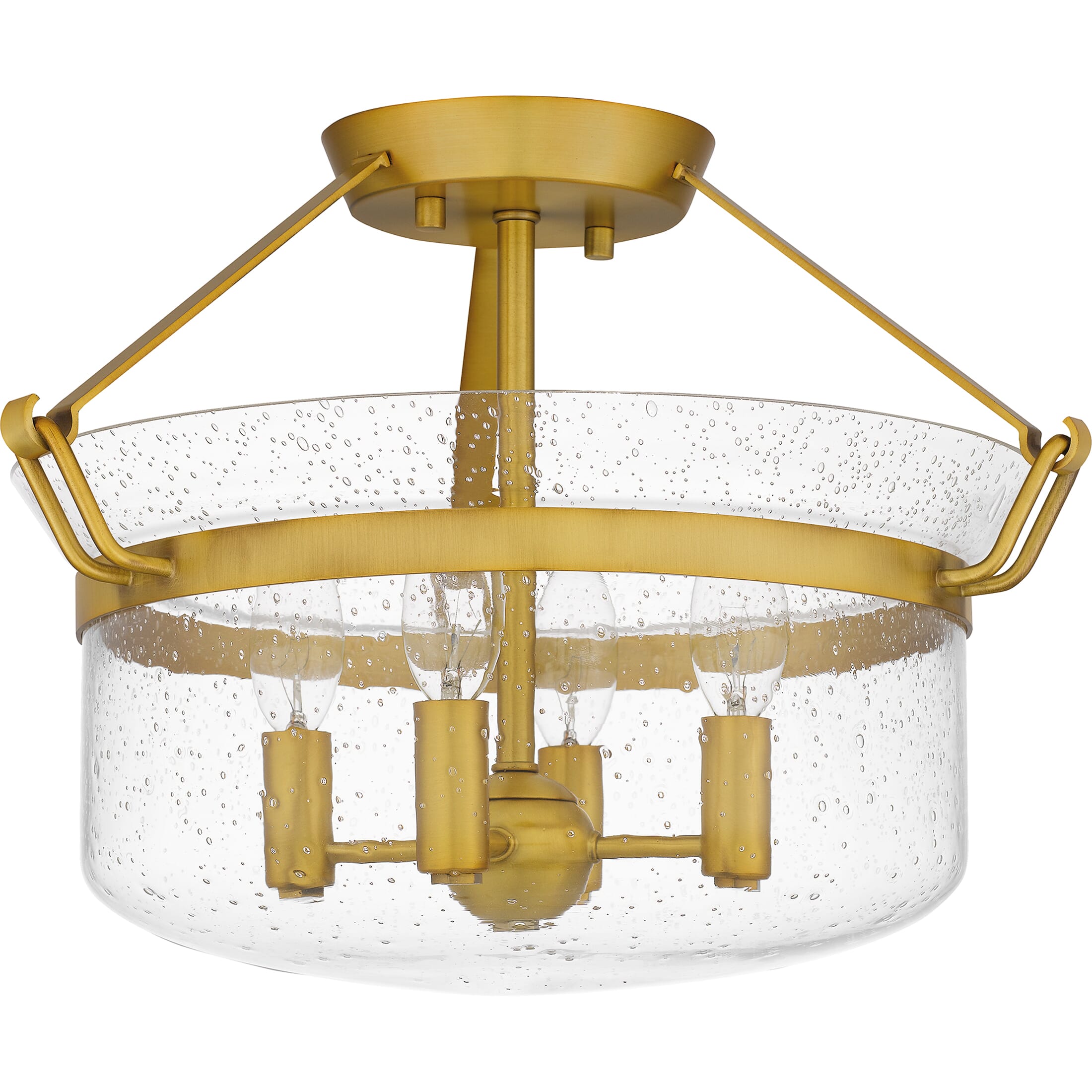 Perno Two Light Semi-Flush Mount in Burnished Brass by Visual