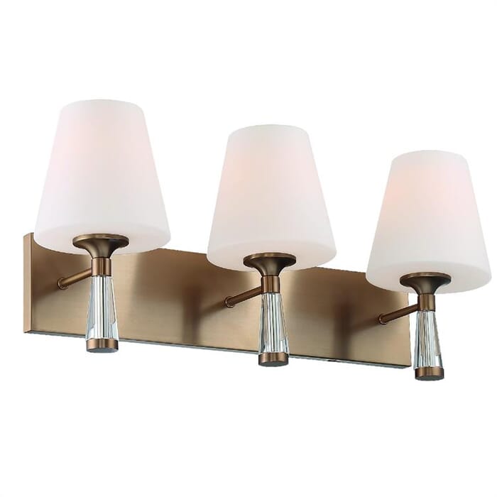 Crystorama Ramsey 3-Light Bathroom Vanity Light in Vibrant Gold Crystorama Ramsey 3-Light Bathroom Vanity Light in Vibrant Gold