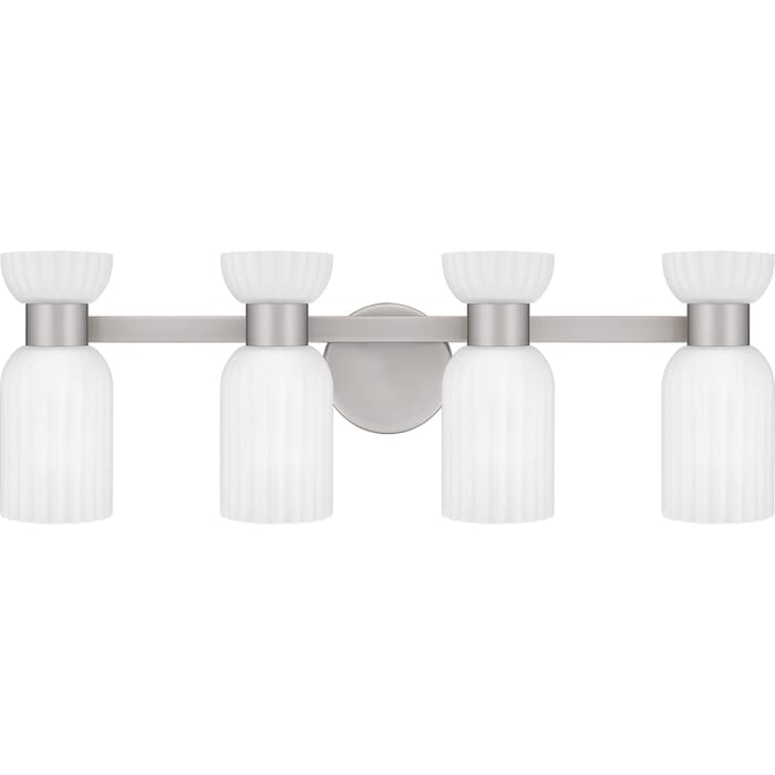 Rembrandt 4-Light Bathroom Vanity Light in Brushed Nickel Rembrandt 4-Light Bathroom Vanity Light in Brushed Nickel
