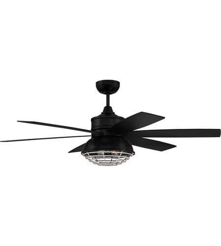 Craftmade Rugged 2-Light Outdoor Ceiling Fan in Flat Black with Painted Nickel