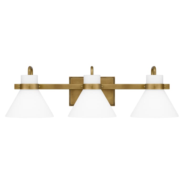 Regency 3-Light Bathroom Vanity Light in Weathered Brass Regency 3-Light Bathroom Vanity Light in Weathered Brass
