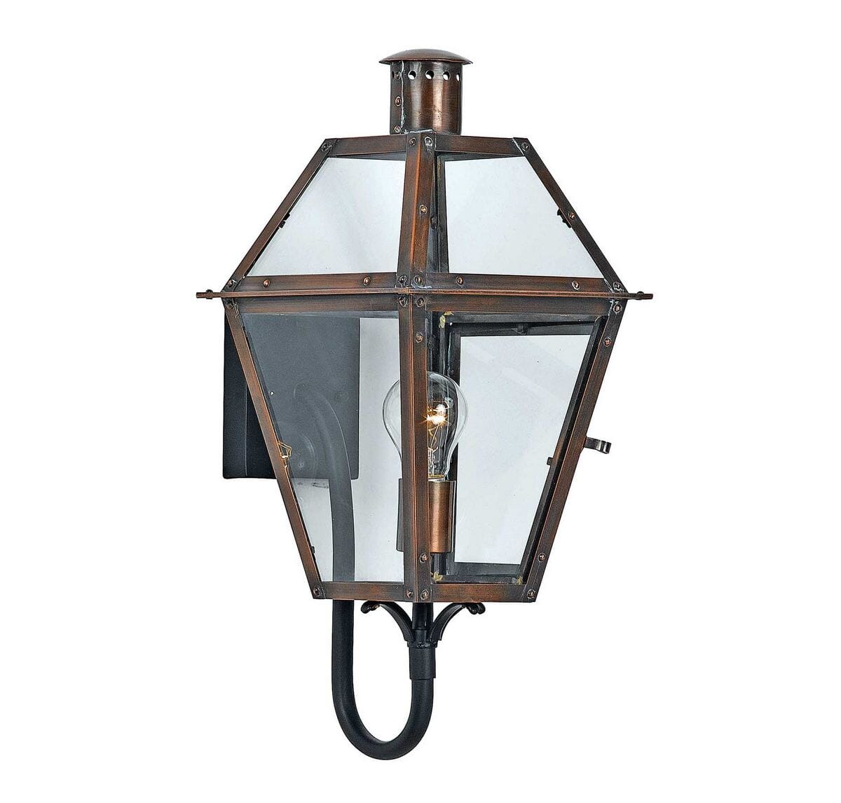 Rue De Royal 1-Light Outdoor Wall Lantern in Aged Copper