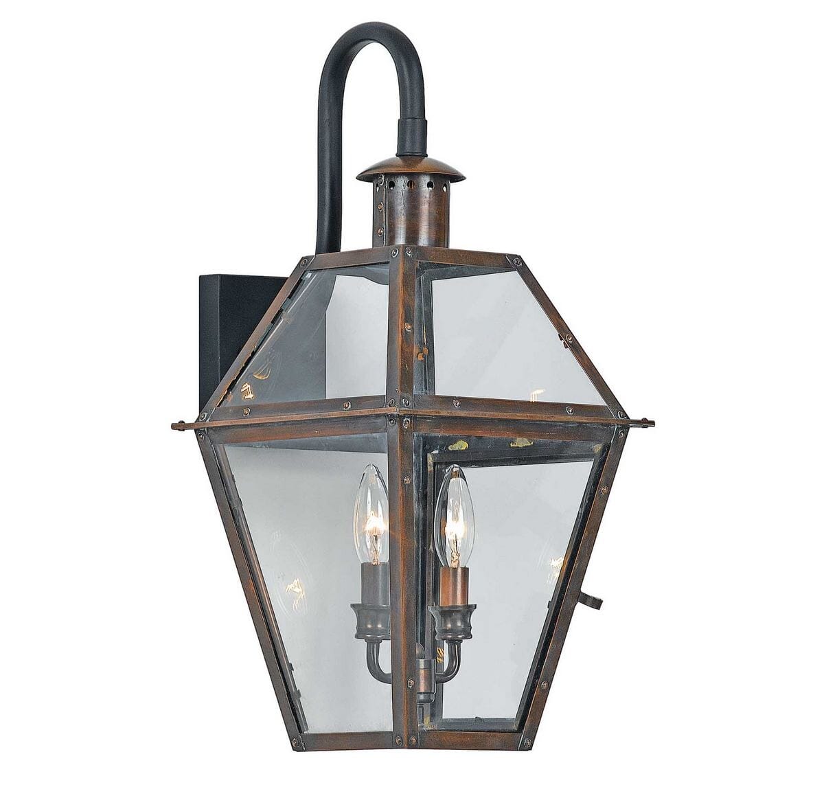 Rue De Royal 2-Light Outdoor Wall Lantern in Aged Copper