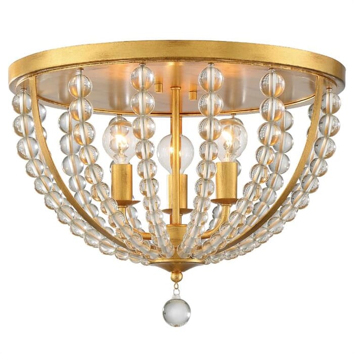 Crystorama Roxy Glass Beaded Ceiling Light in Antique Gold Crystorama Roxy Glass Beaded Ceiling Light in Antique Gold