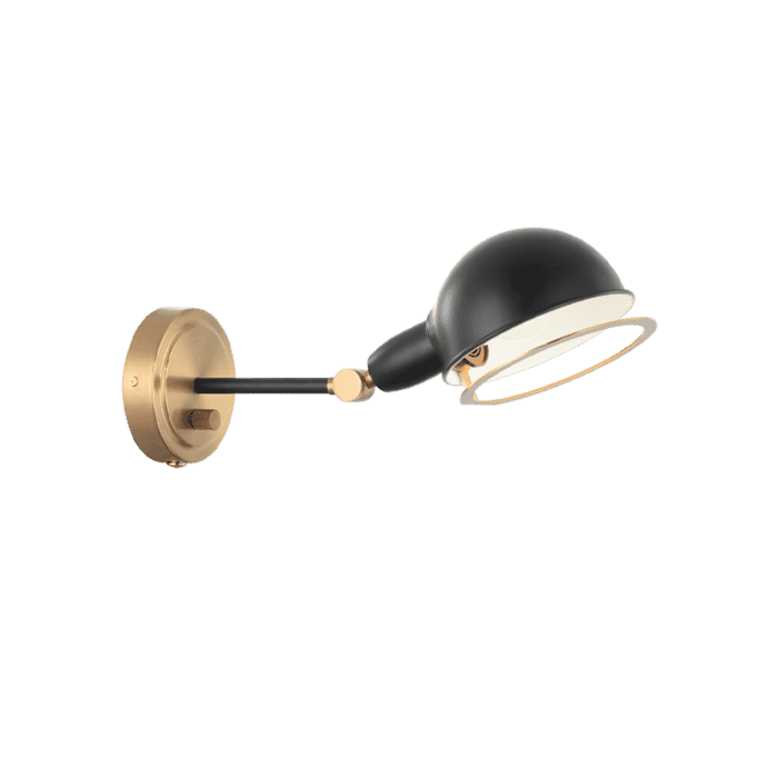 Matteo Blare 1-Light Wall Sconce In Aged Gold Brass With Black Matteo Blare 1-Light Wall Sconce In Aged Gold Brass With Black