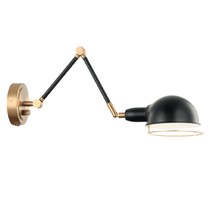 Matteo Blare 1-Light Wall Sconce In Aged Gold Brass With Black Matteo Blare 1-Light Wall Sconce In Aged Gold Brass With Black