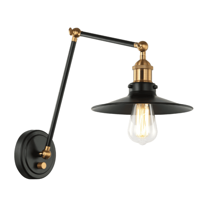 Matteo Brixson 1-Light Wall Sconce In Aged Gold Brass & Black Matteo Brixson 1-Light Wall Sconce In Aged Gold Brass & Black