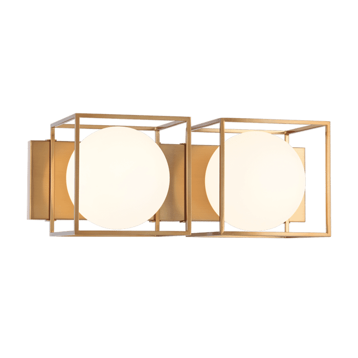Matteo Squircle 2-Light Wall Sconce In Aged Gold Brass Matteo Squircle 2-Light Wall Sconce In Aged Gold Brass