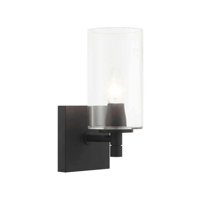 Matteo Lighting S04901MBCL Candela 1 Light 4.75 inch Matte Black Wall Sconce Wall Light in Matte Black and Clear