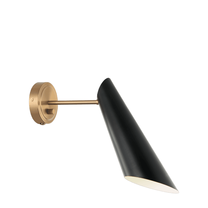Matteo Butera 1-Light Wall Sconce In Aged Gold Brass With Black Matteo Butera 1-Light Wall Sconce In Aged Gold Brass With Black