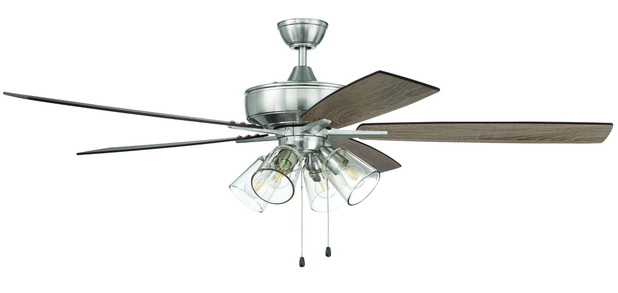 Craftmade Super Pro 104 Clear 4 Light Kit 4-Light Indoor Ceiling Fan in Brushed Polished Nickel