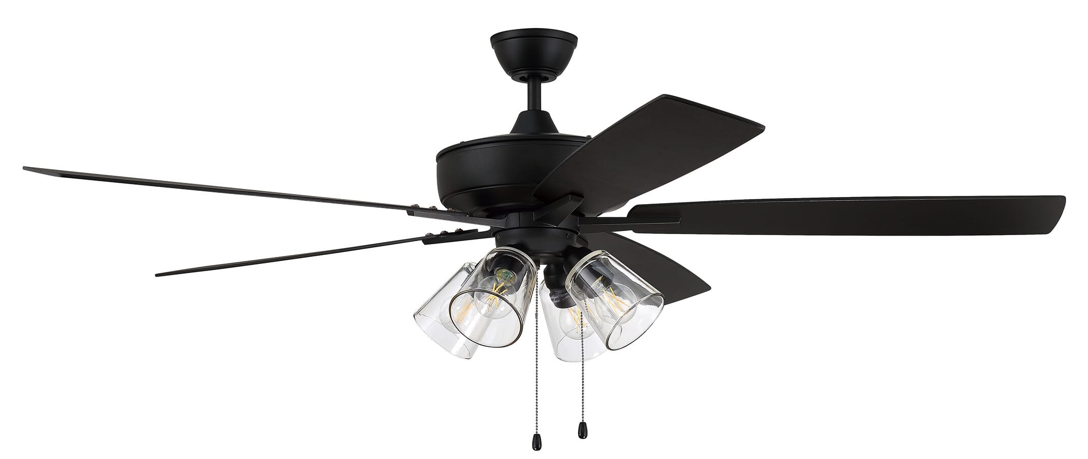 Craftmade Super Pro 104 Clear 4 Light Kit 4-Light Indoor Ceiling Fan in Flat Black