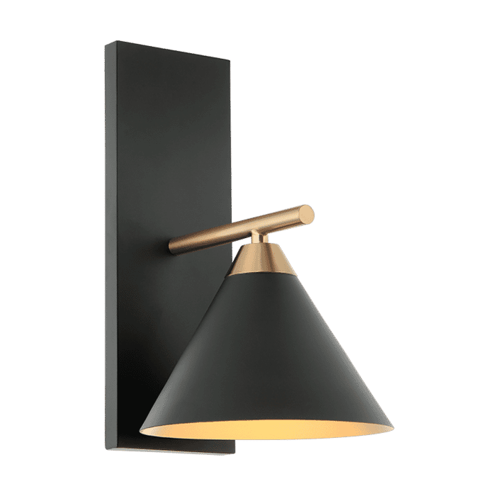 Matteo Bliss 1-Light Wall Sconce In Aged Gold Brass With Matte Black Matteo Bliss 1-Light Wall Sconce In Aged Gold Brass With Matte Black