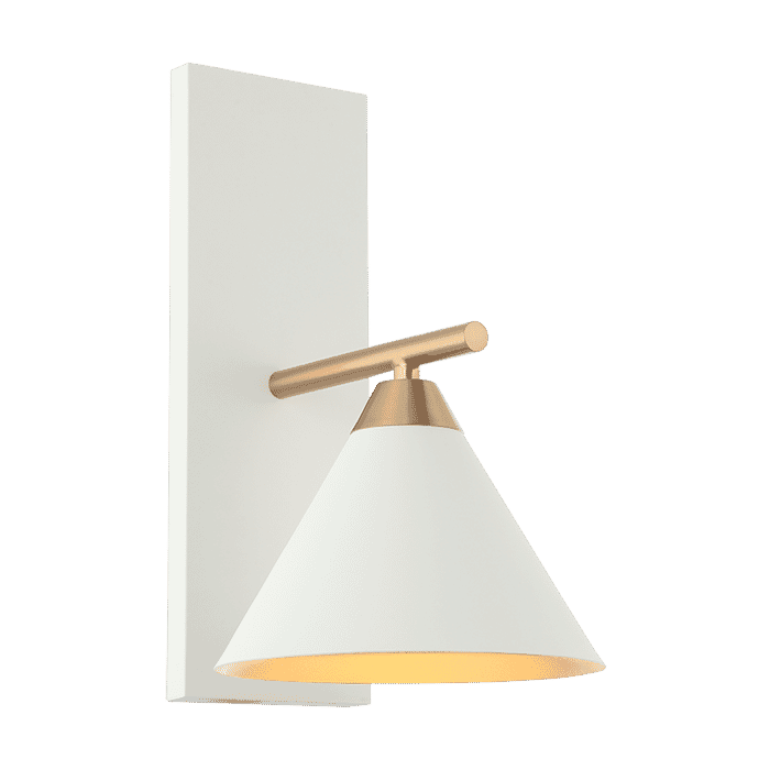 Matteo Bliss 1-Light Wall Sconce In Aged Gold Brass With White Matteo Bliss 1-Light Wall Sconce In Aged Gold Brass With White