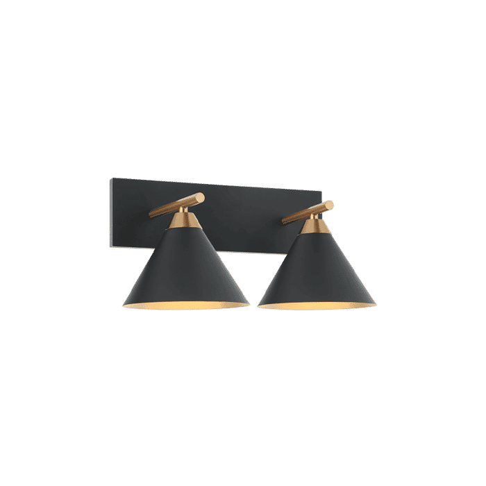Matteo Bliss 2-Light Wall Sconce In Aged Gold Brass With Matte Black Matteo Bliss 2-Light Wall Sconce In Aged Gold Brass With Matte Black
