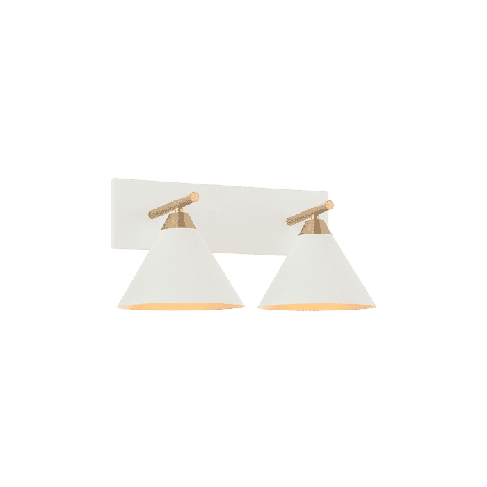 Matteo Bliss 2-Light Wall Sconce In Aged Gold Brass With White Matteo Bliss 2-Light Wall Sconce In Aged Gold Brass With White