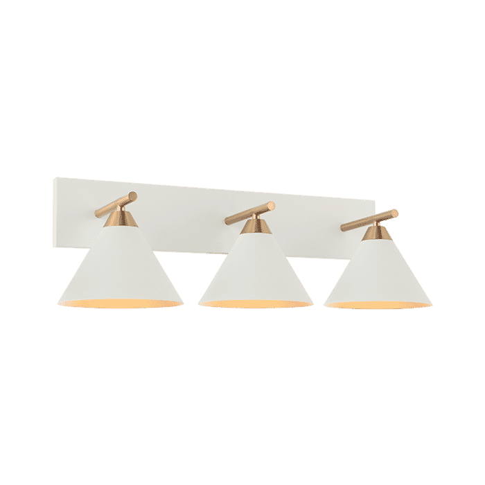 Matteo Bliss 3-Light Wall Sconce In Aged Gold Brass With White Matteo Bliss 3-Light Wall Sconce In Aged Gold Brass With White