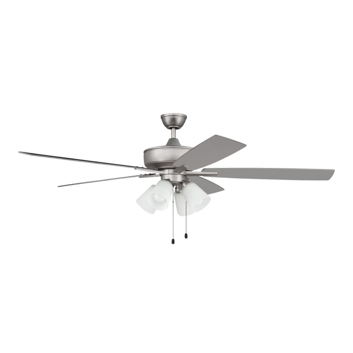 Craftmade Super Pro 114 White 4 Light Kit 4-Light Indoor Ceiling Fan in Brushed Satin Nickel Craftmade Super Pro 114 White 4 Light Kit 4-Light Indoor Ceiling Fan in Brushed Satin Nickel