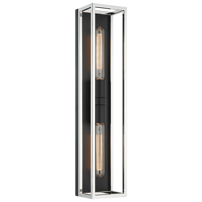 Matteo Shadowbox 2-Light Wall Sconce In Black With Chrome Matteo Shadowbox 2-Light Wall Sconce In Black With Chrome