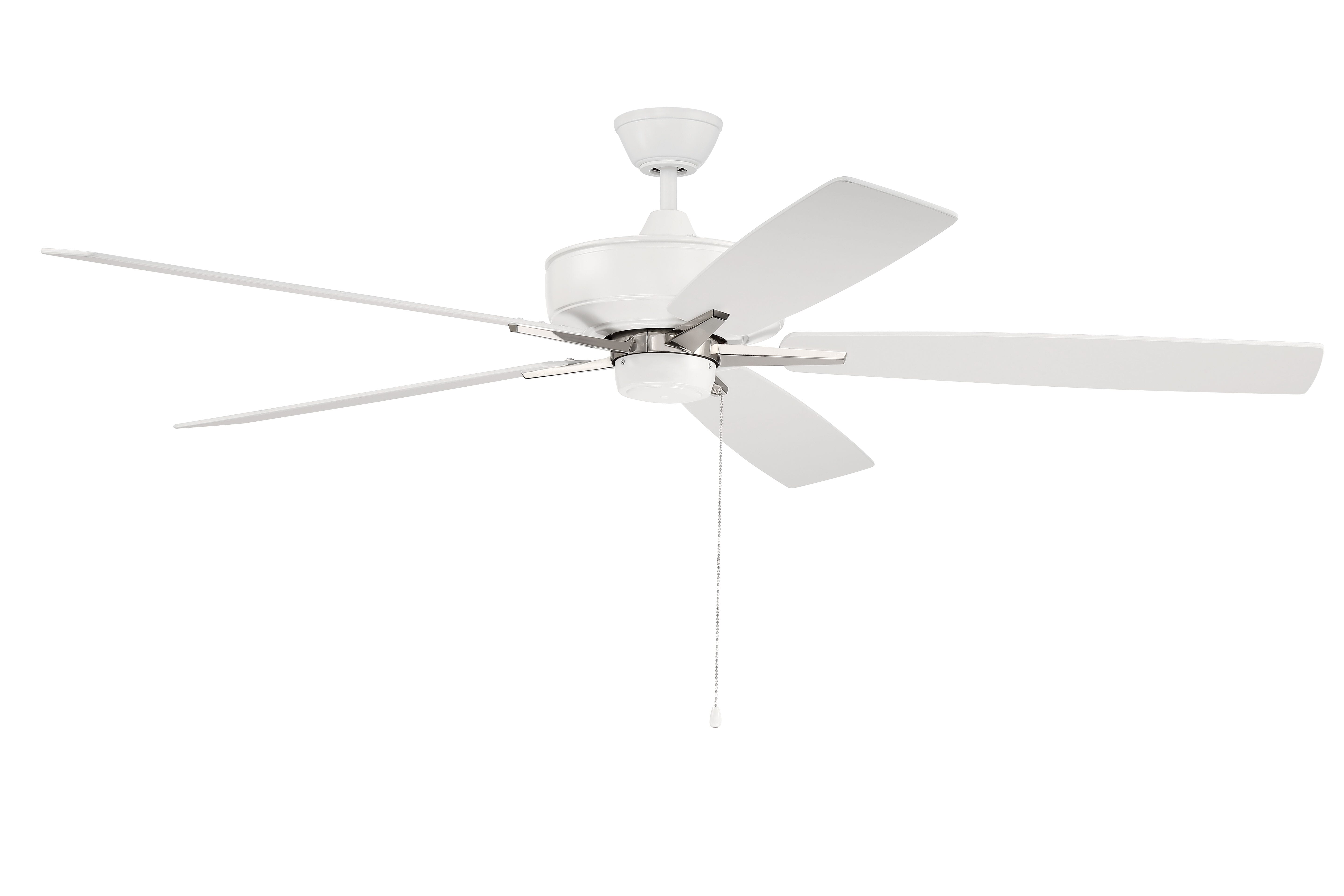 Craftmade Super Pro fan Ceiling Fan with Blades Included in White with Polished Nickel