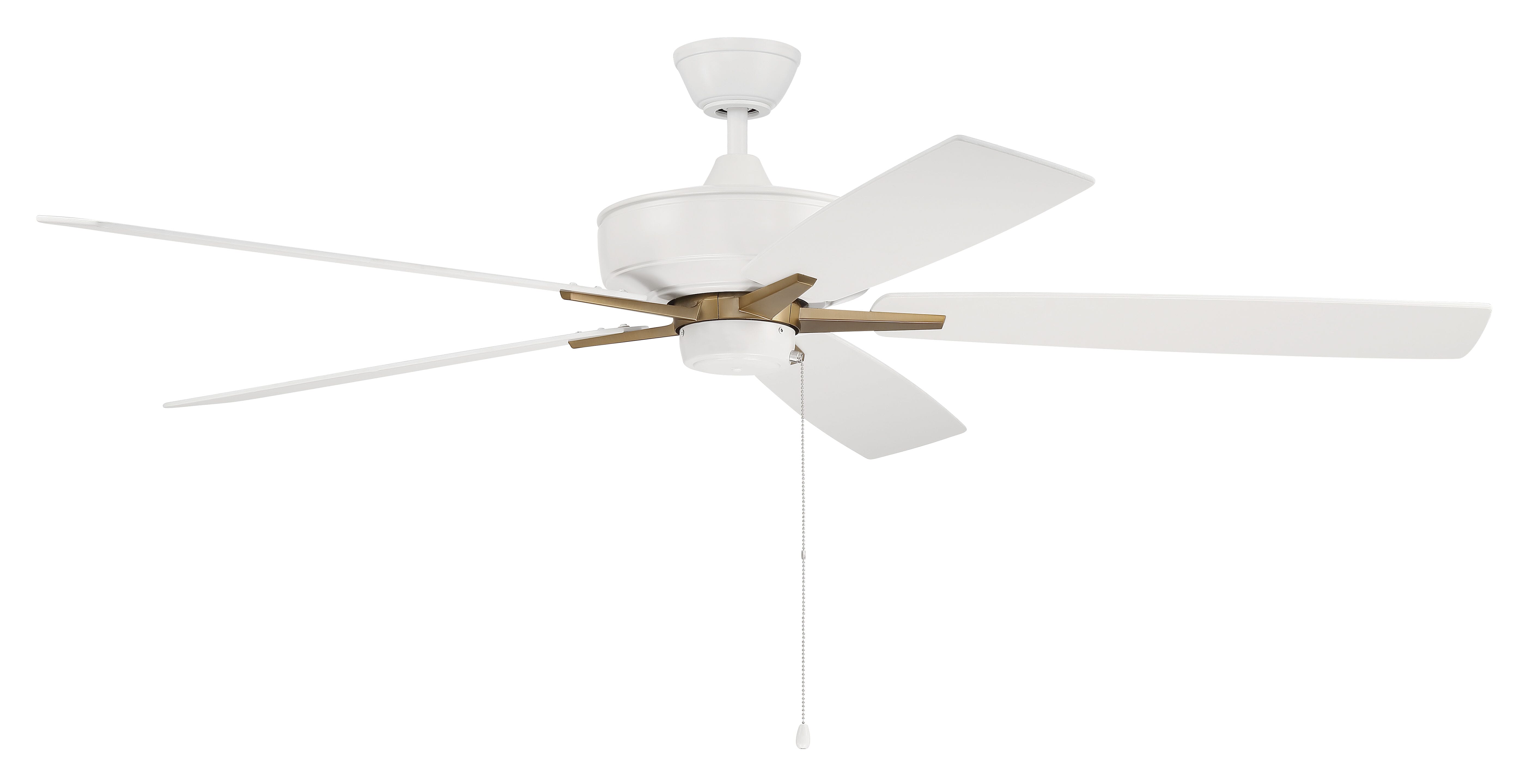 Craftmade Super Pro fan Ceiling Fan with Blades Included in White with Satin Brass