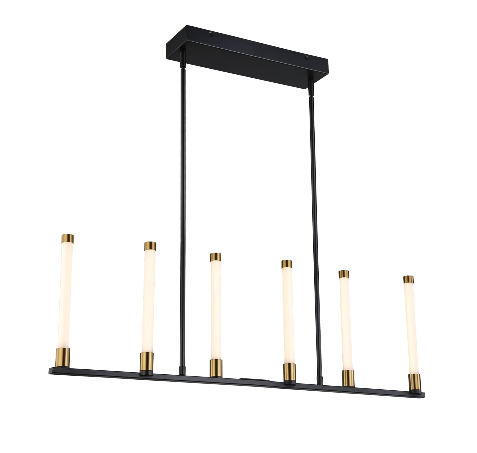 Matte Black & Brass LED Island Pendant from the Infiniti Collection
