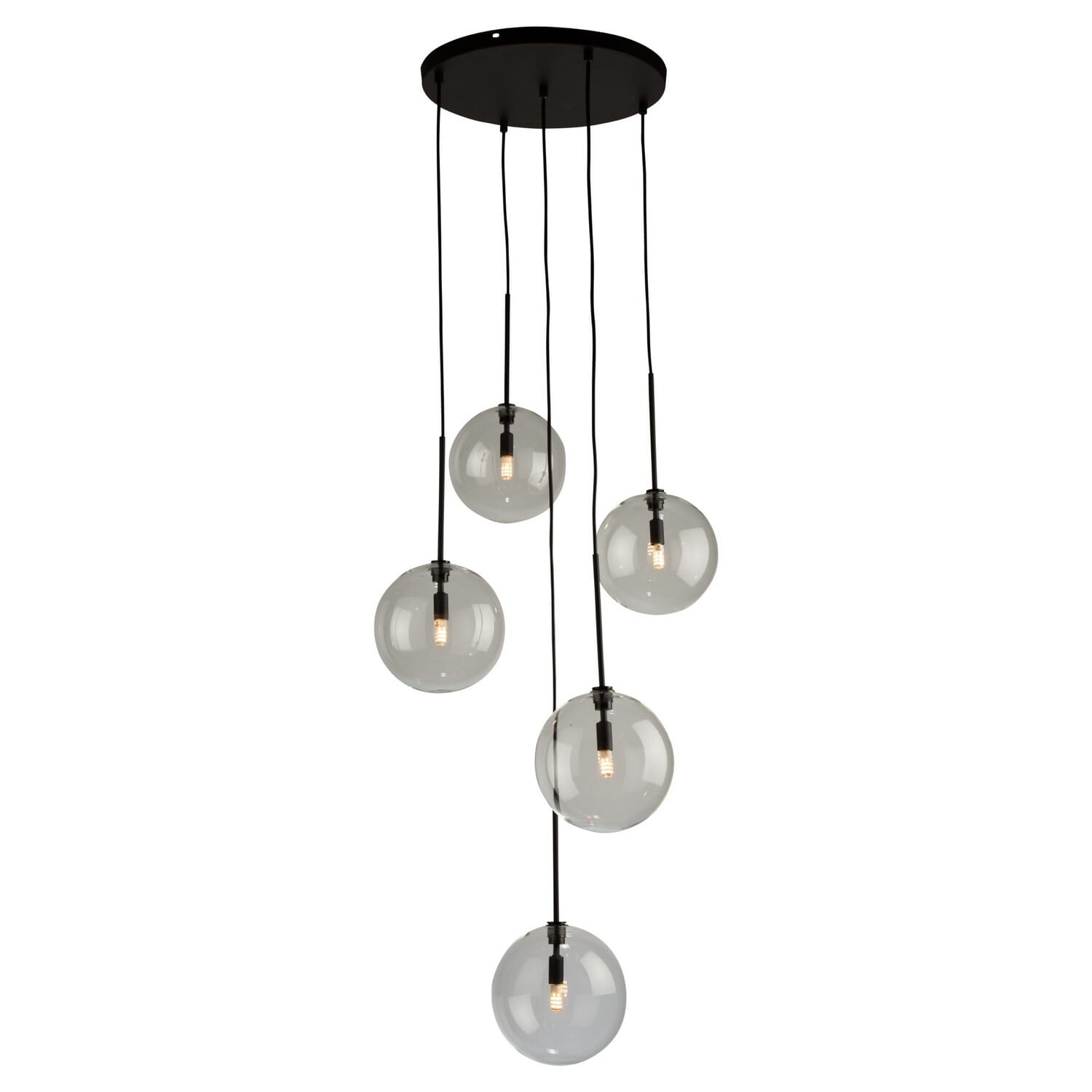 Black Five Light Pendant from the Pinpoint Collection