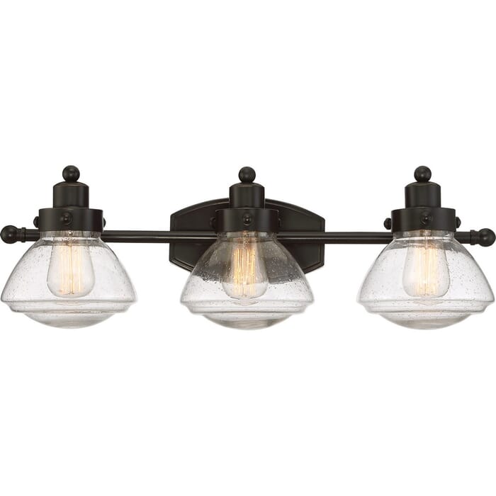 Quoizel Scholar 3-Light Bathroom Vanity Light in Palladian Bronze Quoizel Scholar 3-Light Bathroom Vanity Light in Palladian Bronze