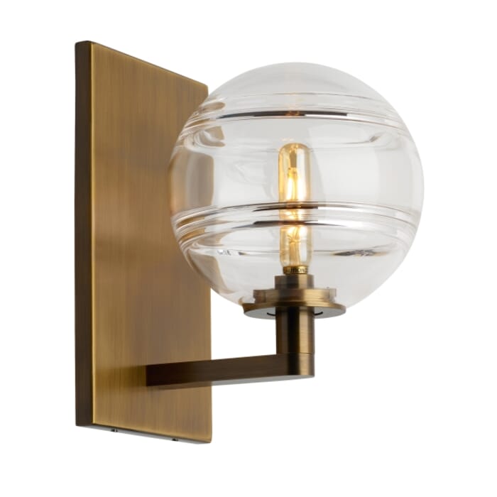 Tech Sedona 2700K LED 9" Wall Sconce in Aged Brass and Clear Tech Sedona 2700K LED 9" Wall Sconce in Aged Brass and Clear