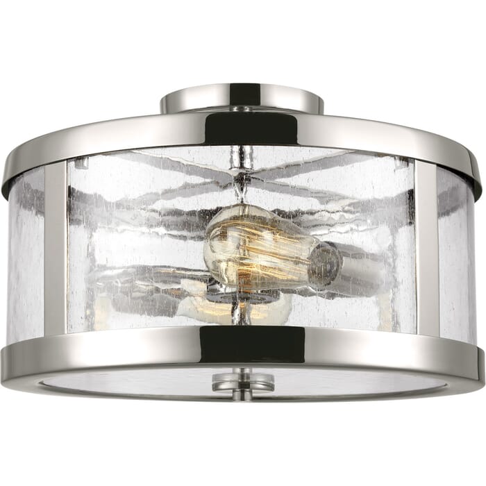 Feiss Harrow 15" 2-Light Flush Mount in Polished Nickel Feiss Harrow 15" 2-Light Flush Mount in Polished Nickel