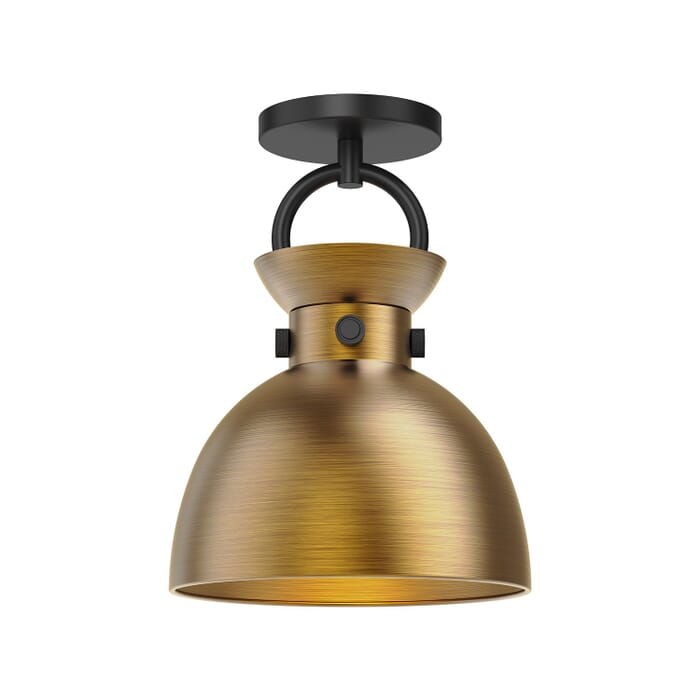 Waldo 1-Light Semi-Flush Mount in Matte Black with Aged Gold Waldo 1-Light Semi-Flush Mount in Matte Black with Aged Gold