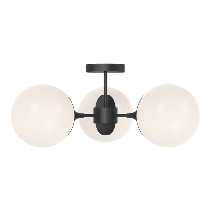 Nouveau 3-Light Semi-Flush Mount in Matte Black with Opal Glass Nouveau 3-Light Semi-Flush Mount in Matte Black with Opal Glass