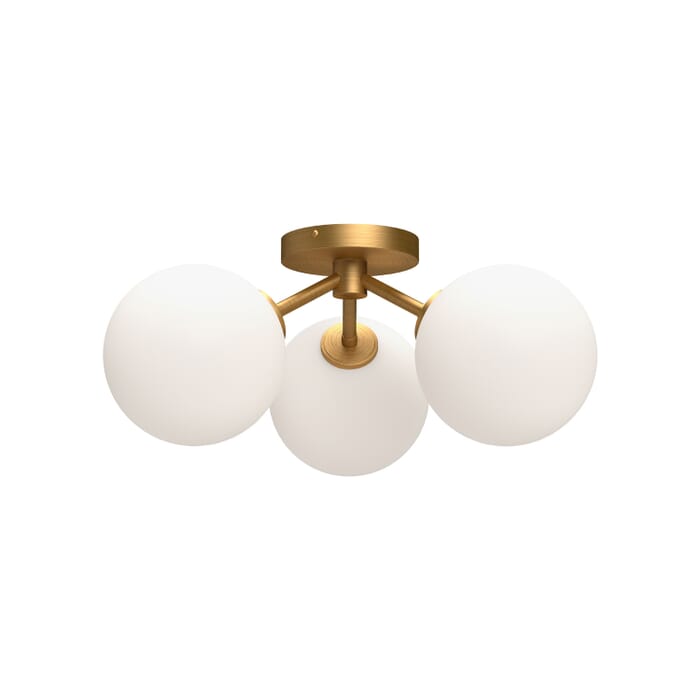 Cassia 3-Light Semi-Flush Mount in Aged Gold with Opal Glass Cassia 3-Light Semi-Flush Mount in Aged Gold with Opal Glass