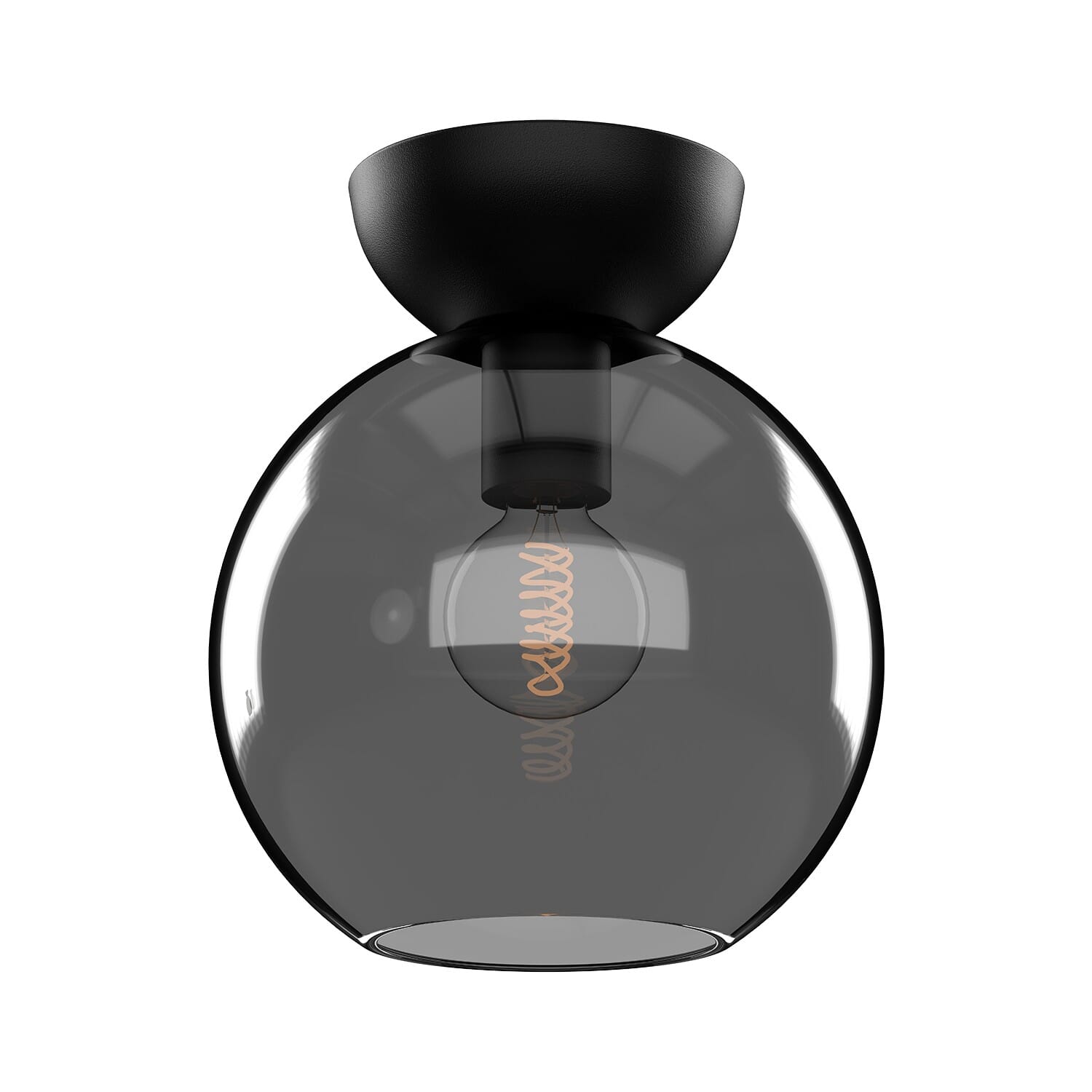 Black Smoked One Light Semi-Flush Mount from the Arcadia Collection