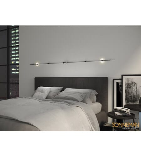 Sonneman Suspenders 4-Light 146" Track Wall Light in Satin Black