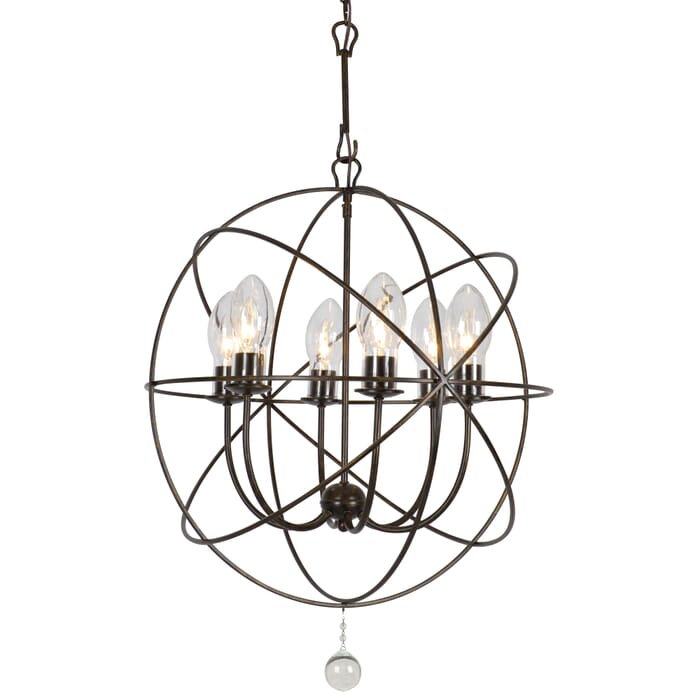 Crystorama Solaris 6-Light 28" Outdoor Hanging Light in English Bronze with Clear Glass Drops Crystals Crystorama Solaris 6-Light 28" Outdoor Hanging Light in English Bronze with Clear Glass Drops Crystals