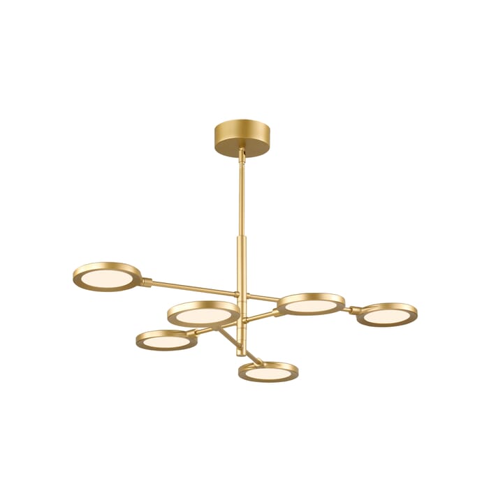 Tech Spectica 6-Light 3000K LED Contemporary Chandelier in Satin Gold and Acrylic Tech Spectica 6-Light 3000K LED Contemporary Chandelier in Satin Gold and Acrylic