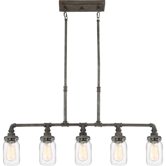 Quoizel Squire 5-Light Linear Pendant Light in Rustic Black Quoizel Squire 5-Light Linear Pendant Light in Rustic Black