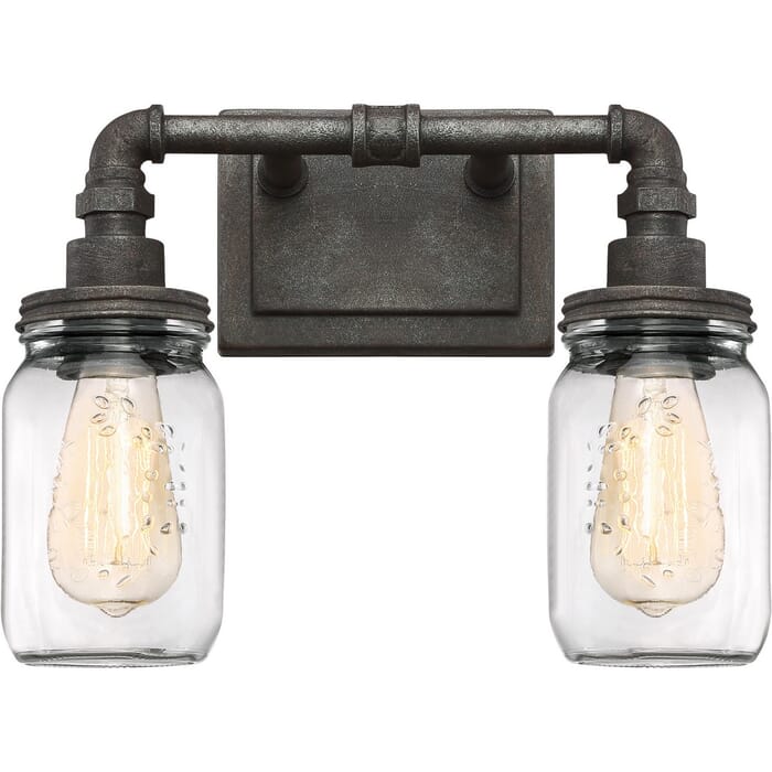 Quoizel Squire 2-Light Bathroom Vanity Light in Rustic Black Quoizel Squire 2-Light Bathroom Vanity Light in Rustic Black
