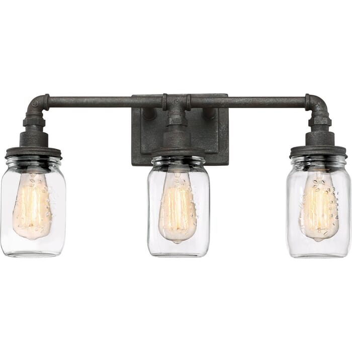 Quoizel Squire 3-Light Bathroom Vanity Light in Rustic Black Quoizel Squire 3-Light Bathroom Vanity Light in Rustic Black