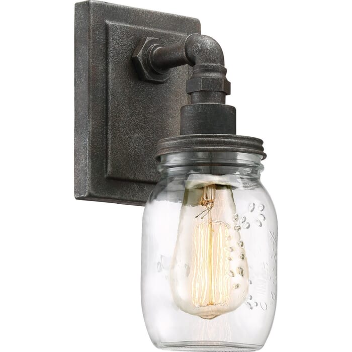 Quoizel Squire Bathroom Wall Sconce in Rustic Black Quoizel Squire Bathroom Wall Sconce in Rustic Black
