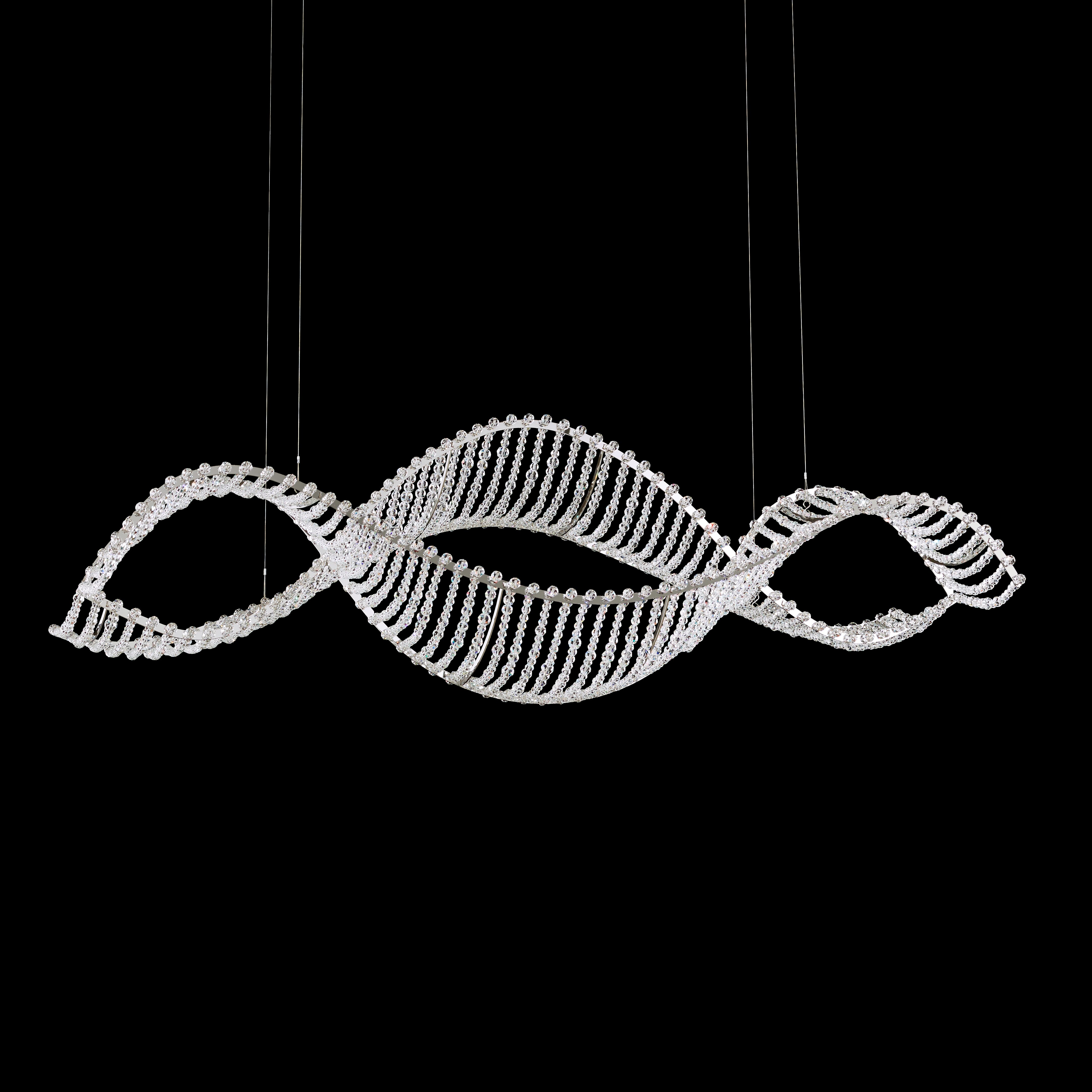 Schonbek Alon 4-Light Pendant in Stainless Steel with Clear Crystals From Swarovski Crystals
