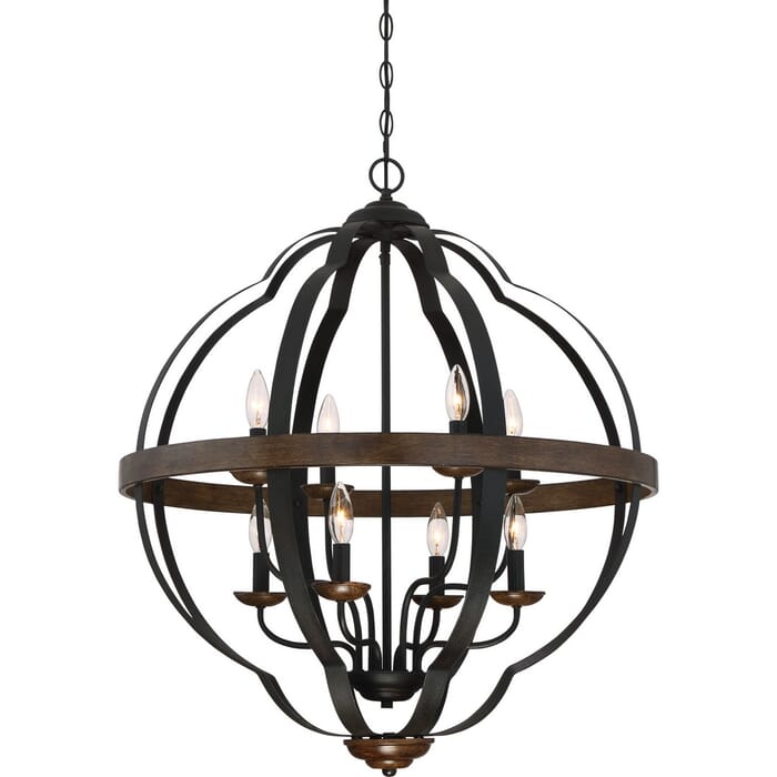 Quoizel Siren 8-Light 33" Transitional Chandelier in Marcado Black Quoizel Siren 8-Light 33" Transitional Chandelier in Marcado Black